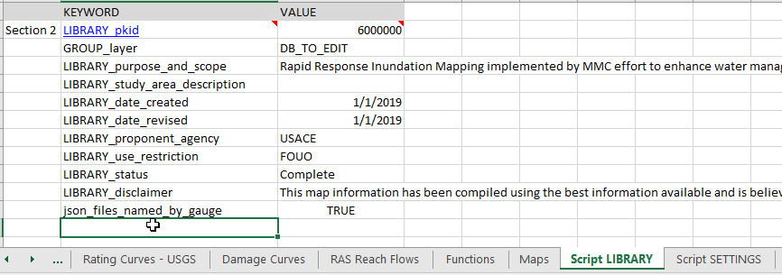 Figure A-1. “Script LIBRARY” Tab Example Settings